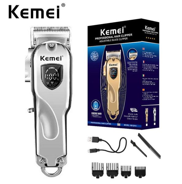 

kemei km2010 professional hair trimmer cordless hair cutter barber clipper 4 lever blade adjustment lcd display beard 1pcs4190828