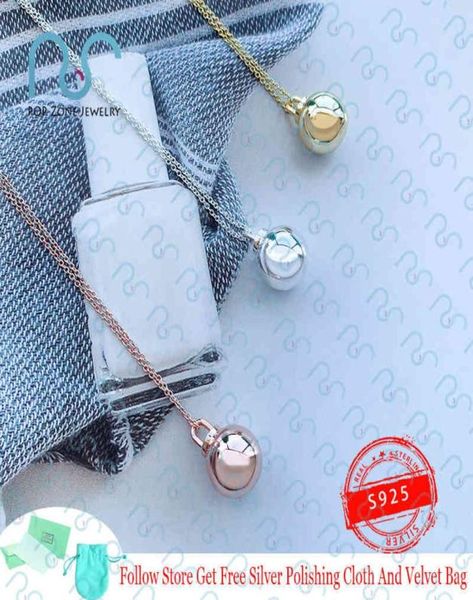 

925 sterling silver for women t hardwear spherical decorative ball pendant necklace luxury brand original jewelry gift4993320, Golden;silver