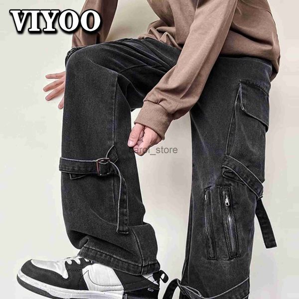 

men's jeans women's men's y2k clothes jeans clothing cargo pant wide leg flared denim pants streetwear baggy jeans straight t, Blue