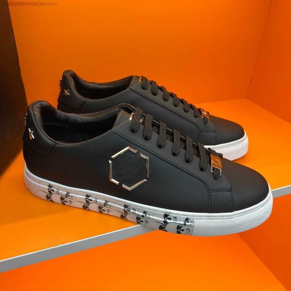 

rubber leather low sneaker hexagon shoes designer luxury python men shoes trainer casual outdoor pp shoe, Black