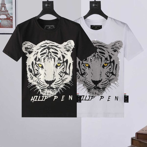 

new style phillip plain men t-shirt designer pp skull diamond t shirt short sleeve dollar brown bear brand o-neck skulls paris polow419, White;black