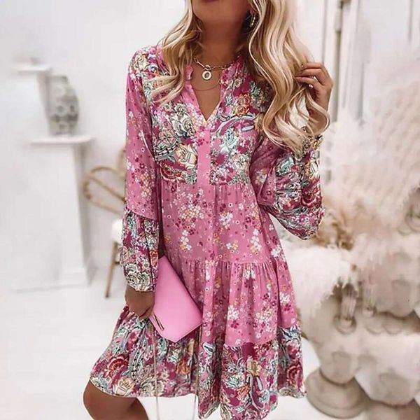 

summer womens floral print short dress layered flare sleeves, Black;gray