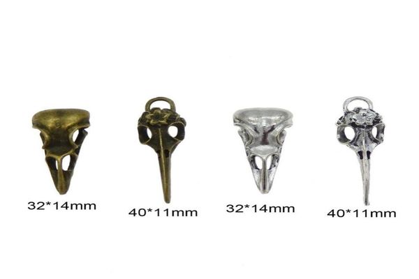 

4pcs steampunk raven bird skull pendants charms necklace jewelry findings 32 14mm 40 11mm candy car pendants gift289c2683817, Bronze;silver