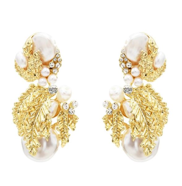 

leaf women drop earrings for women bridal tear drop hanging earrings pearls statement jewelry accessories1138292, Silver
