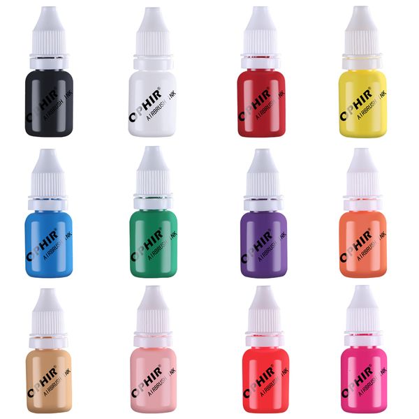 

nail polish ophir 12 color airbrush nail inks for stencils gel nail polish 10 ml/bottle temporary tattoo pigment nails tools_ta0981-12 23080