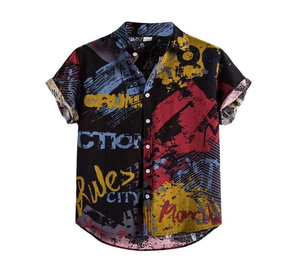 

mens shirts summer ethnic short sleeve casual printing hawaiian shirt beachwear blouse shirt linen cool thin shirs men clothing2558157, White;black
