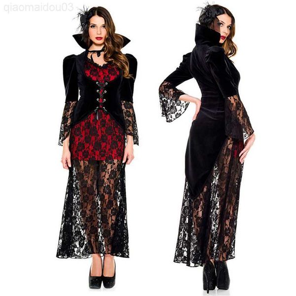 

theme costume new halloween comes for women vampire scary devil wizard spider queen carnival party lace performance clothing l230804, Black;red