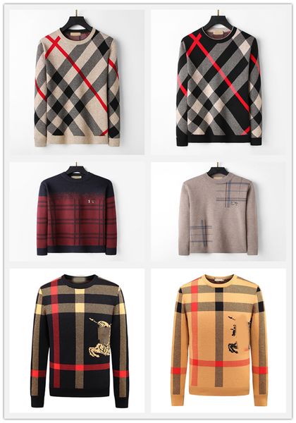 

men's sweater sweater women's brand designer fashion casual long sleeves high-end luxury classic plaid crepe cotton plus size -3x, White;black