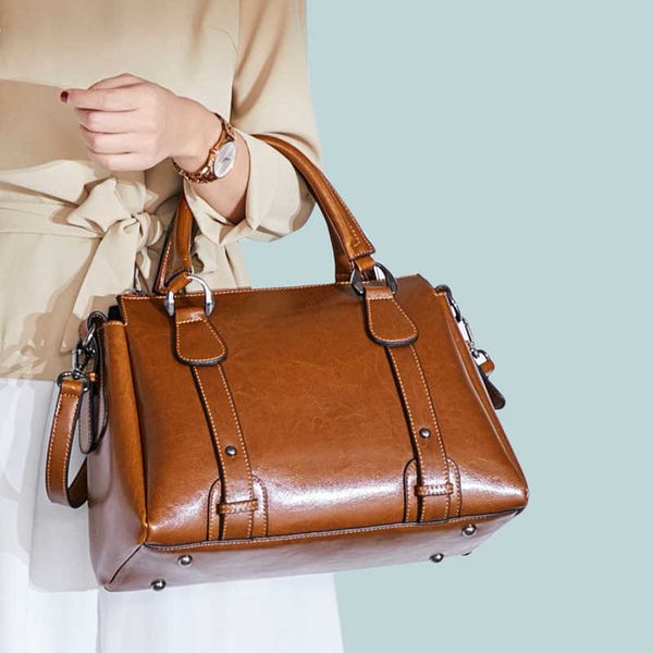 

large women's bag new handbag fashion leather women's bag cowhide women's shoulder women's bag