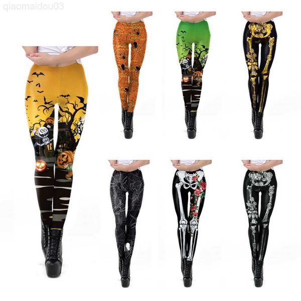 

theme costume fashion 3d printed halloween leggings pumpkin skull frame digital print elastic leggings cosplay l230804, Black;red