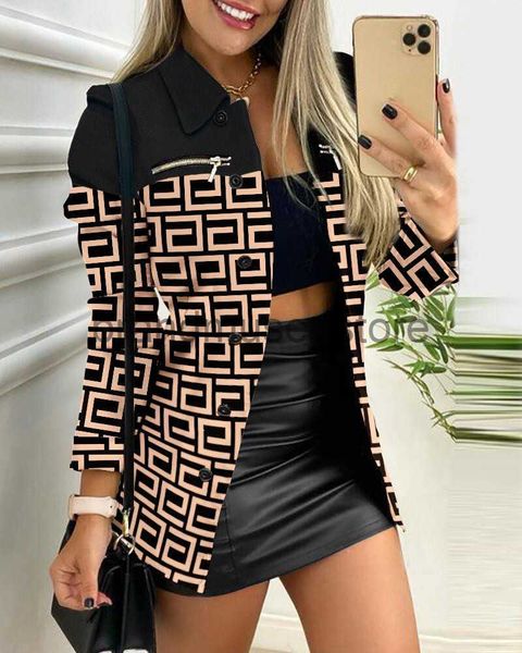 

women's jackets jackets for women 2022 jacket for women fashion leopard printed ruffled long-sleeved zipper suit clothing for woman bla, Black;brown