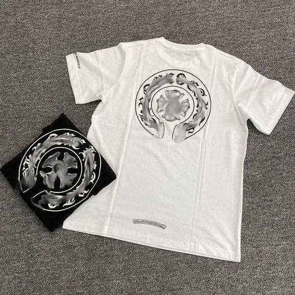 

fashion luxury men's t shirt brand ch t-shirts designers men women tees horseshoe sanskrit cross print classics cotton t-shirt casual, White;black