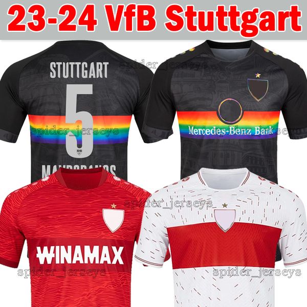 

23 24 vfb stuttgarts soccer jerseys millot mvumpa pfeiffer 2023 2024 kastanaras zagadou massimo bredlow home away football shirts special me, Black;yellow