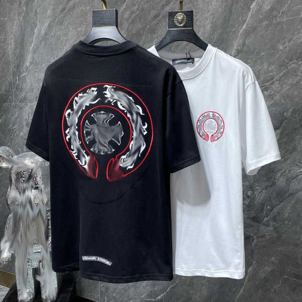 

fashion men's luxury t shirt brand ch t-shirts designers men women tees horseshoe sanskrit cross print classics cotton t-shirt casual, White;black