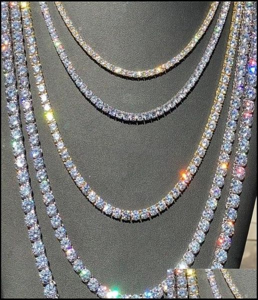 

tennis graduated necklaces pendants jewelry iced out tennis chains 1 row mens gold sier plated luxury fashion aricial diamond rhinesto479579, Black