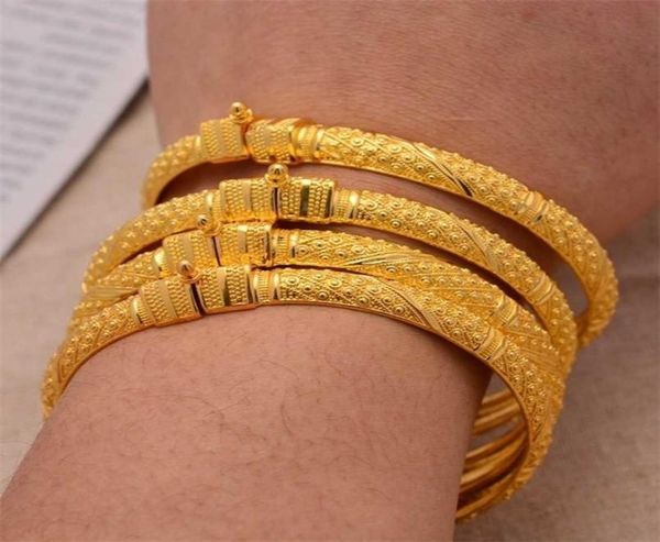 

24k bangles 4pcsset bracelet ethiopian gold color for women bijoux femme african middle east dubai halloween jewelry 2201244165441, Black