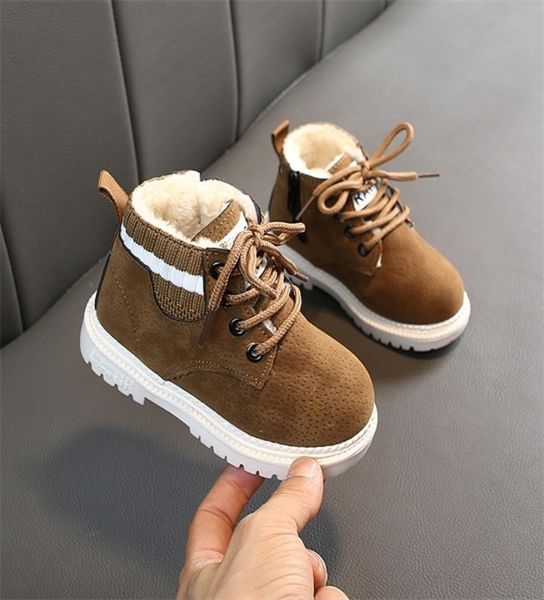

2020 baby girls boys winter boots infant toddler plush boots martin boots soft bottom nonslip child kids outdoor cotton shoesx1021855601, Black;grey