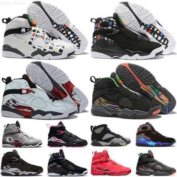 

jumpman 8 8s basketball shoes bordeaux white aqua pinksicle quai 54 captain chrome countdown pack multi-color raid three peat valentines day, Black