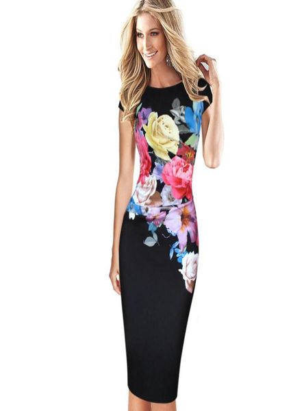 

new dise womens elegant flower floral printed ruched cap sleeve ruffle casual bridesmaid mother of bride evening party dress4085432, White;black