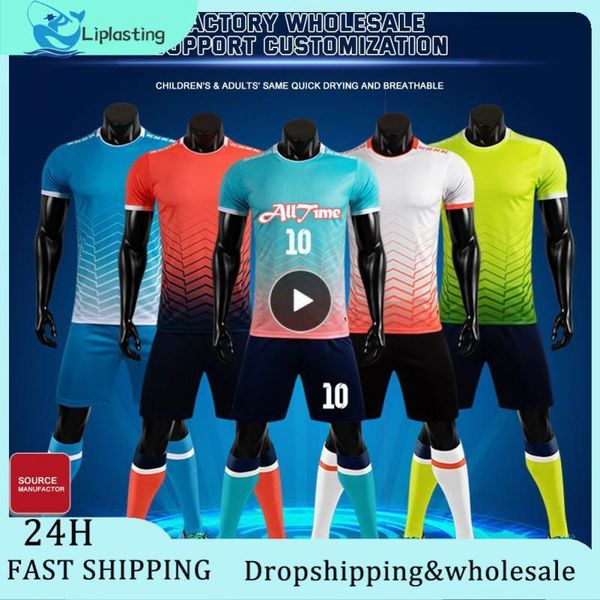 

men's tracksuits short-sleeved sportswear one suit for men and women football shirt competition uniforms football entertainment footbal, Gray