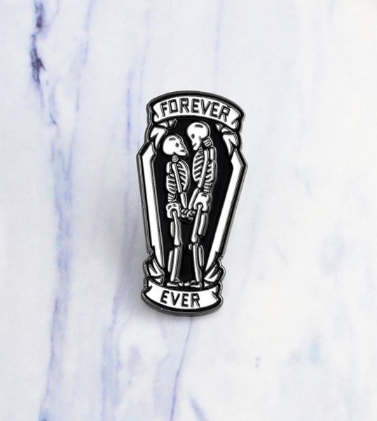 

miss zoe romantic forever and ever skleton coffin pins lapel pins denim jacket pin buckle shirt badge fashion gift for friend7604591, Gray