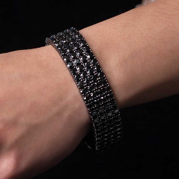 

custom s925 silver 4mm lab diamond black moissanite tennis bracelet set for men