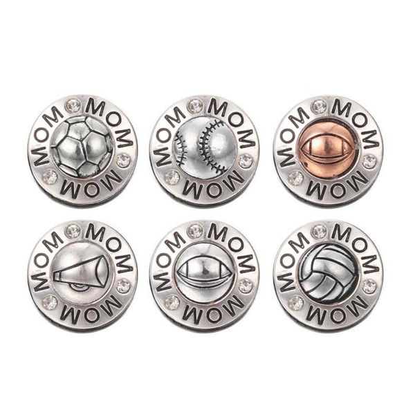 

w263 sport ball 18mm 20mm rhinestone metal button for snap button bracelet necklace jewelry for women silver jewelry7787509