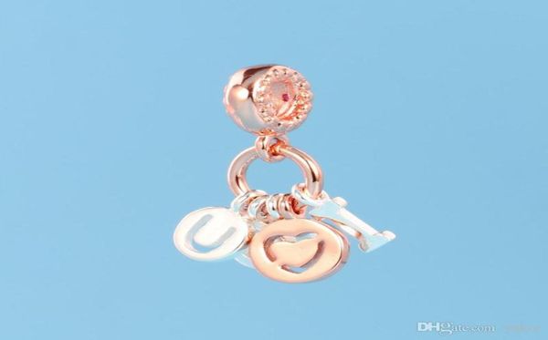 

new 925 silver and rose gold plated letter love pendant charm original box for diy bracelet necklace jewelry accessories charms9142804, Bronze;silver
