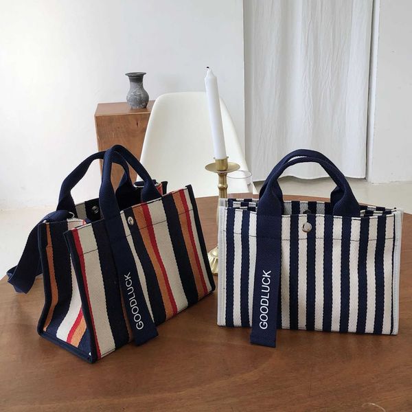 

portable bag stripe shoulder canvas bag women's bag