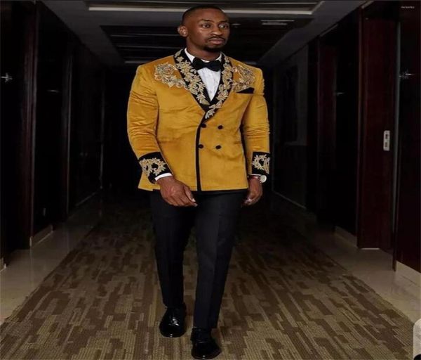 

men039s suits velvet men039s suit gold applique clothing custom formal wedding evening dress groomsmen prom 2 piece jacket p1992580, White;black