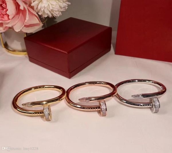 

brand s925 silverplated nail bracelet luxury temperament screw classic design bracelet large fashion trend couple bracelet6560651, Black