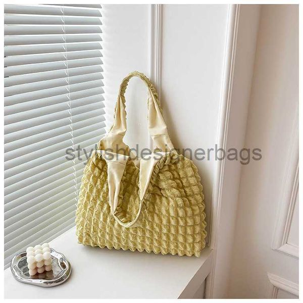 

korean version pleated bubble puff bag for girls with one and hand carrying work bento trendy large capacity cloud underarm tote bagstylishd