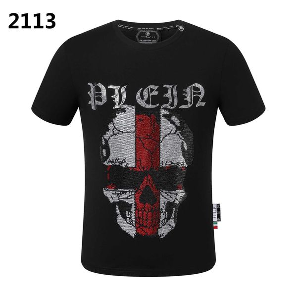 

new style phillip plain men t-shirt designer pp skull diamond t shirt short sleeve dollar brown bear brand o-neck skulls paris poloz5n9, White;black