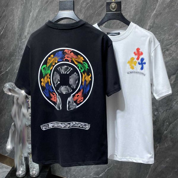 

luxury fashion men's t shirt brand t-shirts designers men women tees horseshoe sanskrit cross print classics cotton t-shirt casual sho, White;black