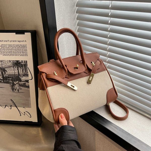 

designer h ermes brikiss tote bags for sale large capacity patchwork color contrast shoulder bag womens 2023 new lock buckle texture versati