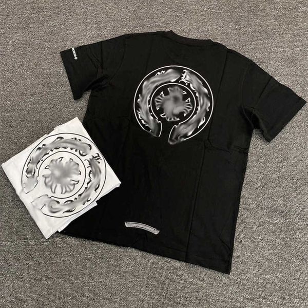 

luxury fashion men's t shirt brand ch t-shirts designers men women tees horseshoe sanskrit cross print classics cotton t-shirt casual, White;black