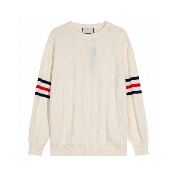 

designer mens sweater jumper sweatshirts good quality jumper scoop neck embroidery check leather sweater knitted claic knitwear autumn winte, White;black