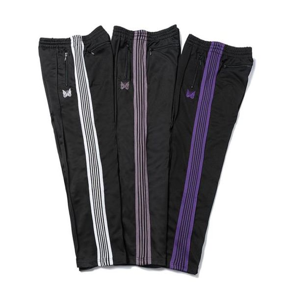 

embroidery pants women men 1 stitching striped drawstring sweatpants4169845, Black