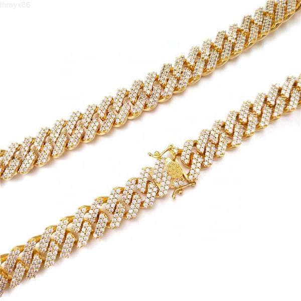 

14 gold plated iced out lab diamond miami cuban link chain, Silver