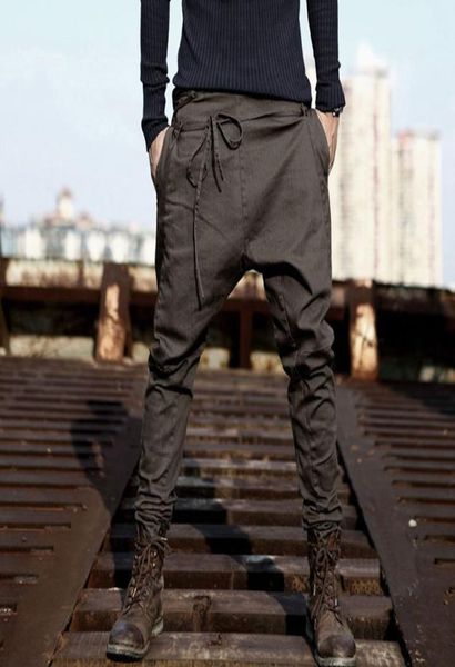 

mens pants high streetwear cross pants men fashion sagging cool drop crotch trousers men joggers feet pants asian size2720370, Black