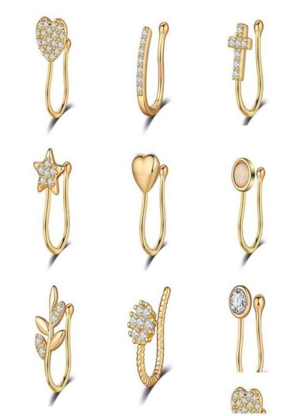 

nose rings studs zircon heart septum nose rings for women girls faux clip ring non-pierced body jewelry drop delivery 2021 dhadn2469040, Silver