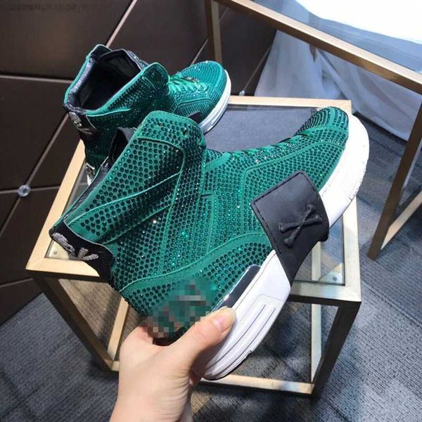 

the highest quality men's shoes pp mixed color high-cut lace-up style12 race runner plein casual sneakers shoes eur38-45, Black