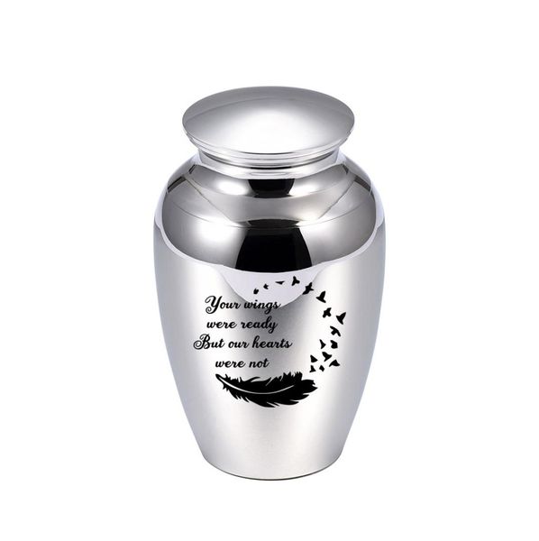 

45x70mm memorial ashes jewelry for pethuman aluminum alloy cremation ashes urn memorial funeral urns with pretty package bag2645250, Silver