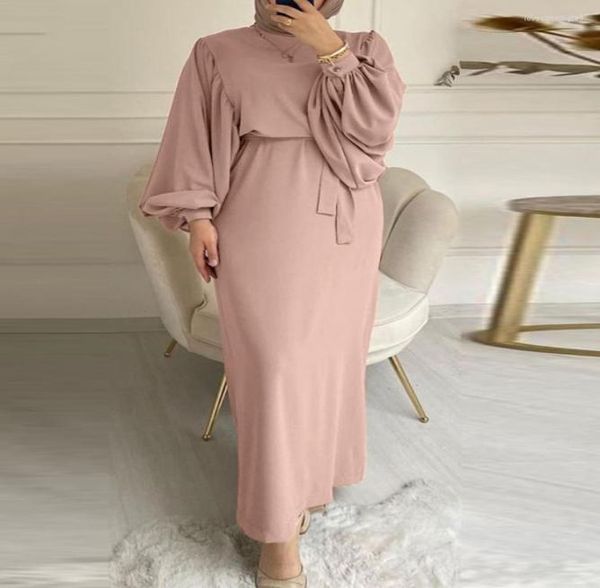 

ethnic clothing autumn puff sleeve morocco muslim dress women abaya kaftans casual evening dresses woman turkey islam long robe fe4439342, Red