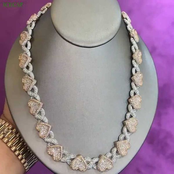 

icecap 2023 new fashion custom frozen jewelry s925 silver cuban link chain hip hop love moissanite chains necklace