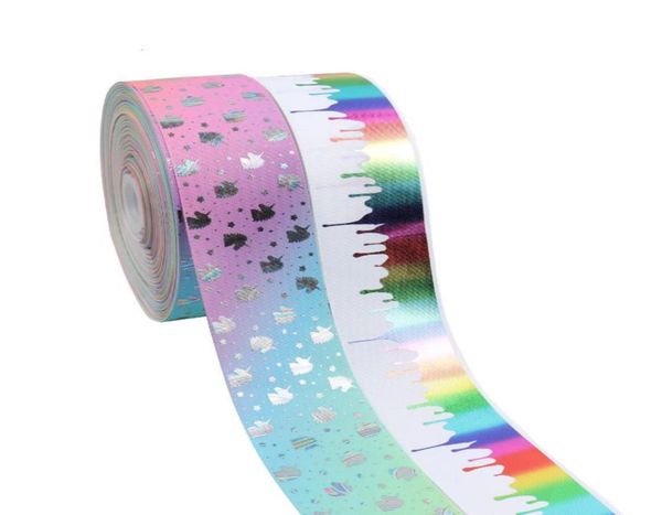 

3quot 75mm unicorn bronzing grosgrain ribbon diy hairbows accessories holiday decorations materials gifts packing wrapping 10yar284919675, Pink;blue