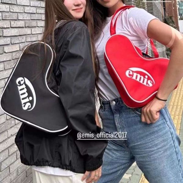 

korean fashion designer love shaped shoulder bags portable shopping bag canvas bags for women sports street trendy handbag