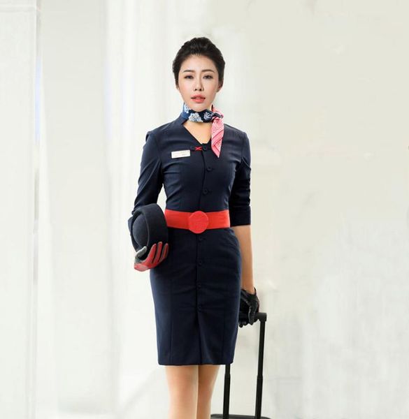 

china eastern airlines stewardess uniform work dresses air college garment girl el front desk dress s department profession4407027, White;black