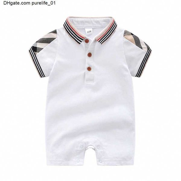

jumpsuit baby romper infant designer clothes summer newborn baby boy clothes cotton lapel collar newborn rompers 0-24m, Blue