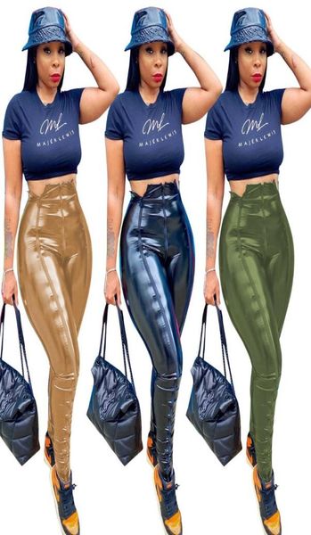 

in stock women skinny pu leather pants fashion leather stacked pants women039s straightleg women sexy8619694, Black;white